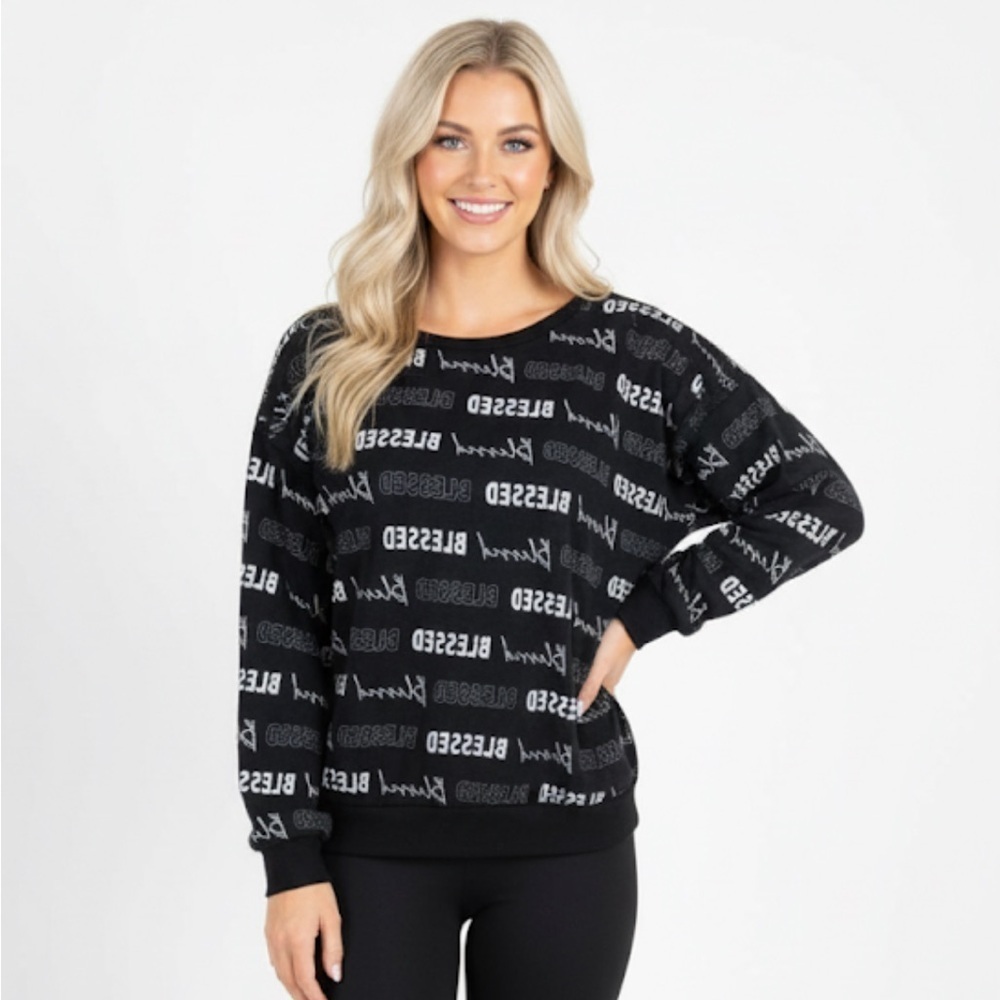 Rebellious One Blessed print sweatshirt size medium